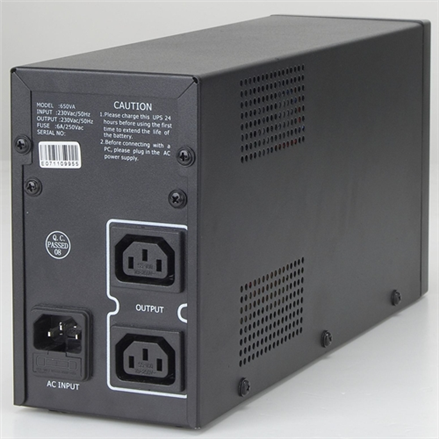 UPS GEMBIRD Line Interactive, 650VA/ 390W, AVR, 2 x socket IEC, indicatie status cu LED, 1 baterie 12V/7Ah, Backup: pana la 8 - 20 min., incarcare: pana la 12h, "UPS-PC-652A"i) (timbru verde 4 lei)