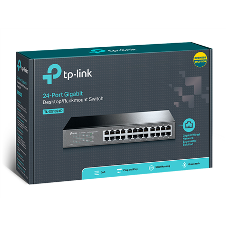 SWITCH TP-LINK 24 porturi Gigabit, carcasa metalica, rackabil "TL-SG1024D" (timbru verde 2 lei)