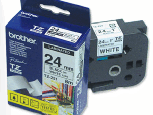 Banda Laminata Original Brother Black on White, TZE251, pentru P-Touch D600VP|E550WVP|P700|P750W, 24mm x 8m, incl.TV 0 RON, "TZE251"