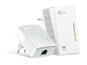 KIT ADAPTOR POWERLINE TP-LINK tehnologie AV, AV600, pana la 300Mbps, 2 porturi 10/100Mbps, wireless 300Mbps, compus din TL-WPA4220 & TL-PA4010 "TL-WPA4220KIT" (timbru verde 2 lei)