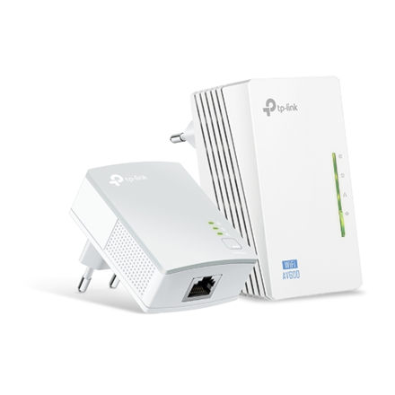 KIT ADAPTOR POWERLINE TP-LINK tehnologie AV, AV600, pana la 300Mbps, 2 porturi 10/100Mbps, wireless 300Mbps, compus din TL-WPA4220 & TL-PA4010 "TL-WPA4220KIT" (timbru verde 2 lei)