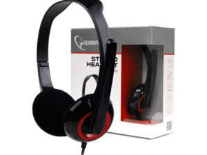CASTI Gembird, cu fir, standard, utilizare multimedia, microfon pe brat, conectare prin Jack 3.5 mm x 2, negru / rosu, "MHS-002", (timbru verde 0.8 lei)