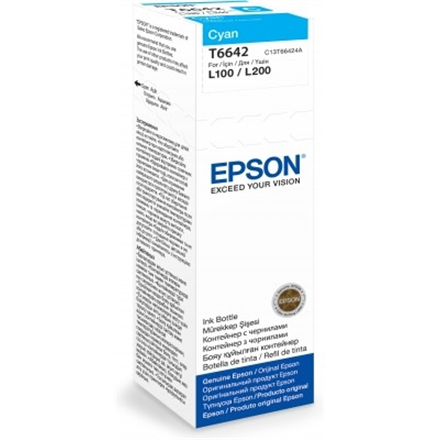 Cartus Cerneala Original Epson Cyan, T66424A, pentru L100|L120||L200|L110|L210|L220|L300|L355|L550, (timbru verde 0.15 lei), "C13T66424A" - Image 2