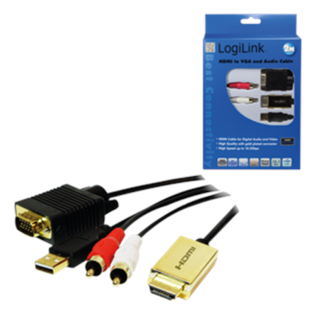 CABLU video LOGILINK, splitter HDMI (T) la VGA (T) + 2 x RCA (T) + USB 2.0, 2m, rezolutie maxima 720p, negru, "CV0052A" (timbru verde 0.8 lei) - Image 2