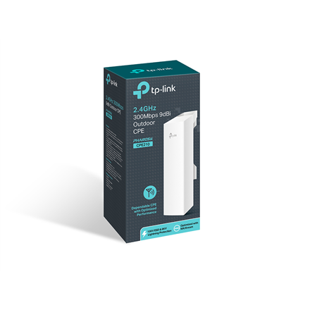 ACCESS POINT TP-LINK wireless exterior 300Mbps port 10/100Mbps, antena interna, pasiv PoE, 2.4GHz "CPE210" (timbru verde 0.8 lei)