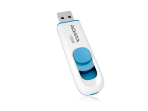 MEMORIE USB 2.0 ADATA 64 GB, retractabila, carcasa plastic, alb / albastru, "AC008-64G-RWE" (timbru verde 0.03 lei)