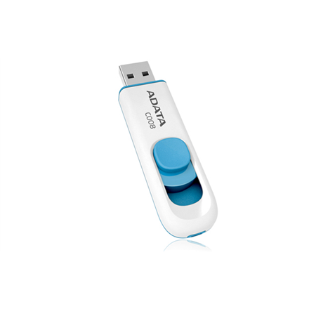 MEMORIE USB 2.0 ADATA 64 GB, retractabila, carcasa plastic, alb / albastru, "AC008-64G-RWE" (timbru verde 0.03 lei)