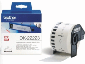 Banda Continua Hartie  Original Brother Black on White, DK22223, pentru P-TOUCH QL-1100|1110|800|810|1050|1060|500|560|570|580|650|702, 50mmX30.48m, incl.TV 0 RON, "DK22223"