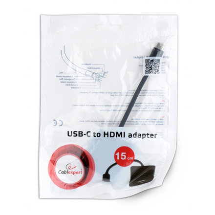 CABLU video GEMBIRD, adaptor USB 3.1 Type-C (T) la HDMI (M), 15cm, rezolutie maxima 4K UHD (3840 x 2160) la 30 Hz, negru, "A-CM-HDMIF-01" (timbru verde 0.08 lei)