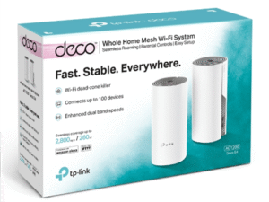 MESH TP-LINK, wireless, router AC1200, pt interior, 1200 Mbps, port LAN, WAN, 2.4 GHz | 5 GHz, antena interna x 2, standard 802.11ac, "Deco E4(2-pack)" (timbru verde 2.00 lei)