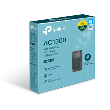 ADAPTOR RETEA TP-LINK AC1300, extern wireless 2.4 GHz | 5 GHz, USB 3.0, port, 1300 Mbps, antena interna x 1, "Archer T3U" (timbru verde 0.18 lei) - Image 2