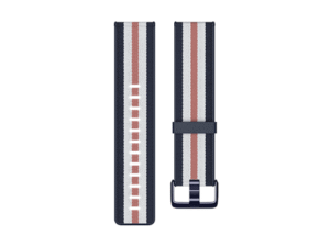 Fitbit | Versa-Lite Woven Hybrid Band, large, navy/pink | The Fitbit Versa woven hybrid band is made of polyester woven material on top and fluoroelastomer material on the bottom with an aluminium buckle. | The Fitbit Versa woven hybrid band is not water resistant.