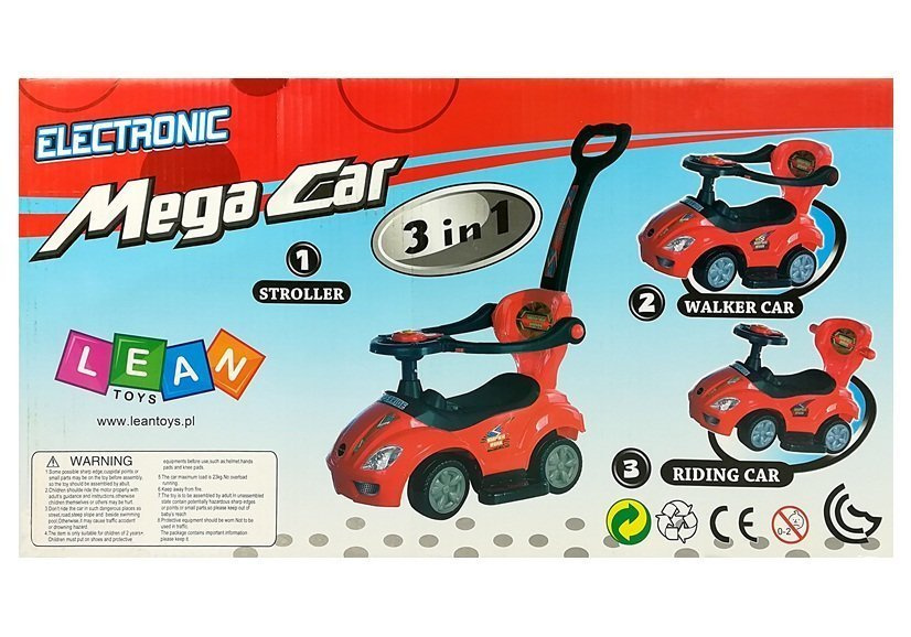 Toddlers Ride On Push Along with Parent Handle Mega Car 3in1 Pink - Image 12