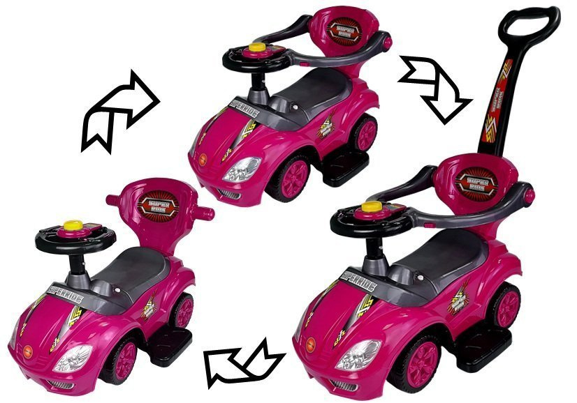 Toddlers Ride On Push Along with Parent Handle Mega Car 3in1 Pink - Image 2