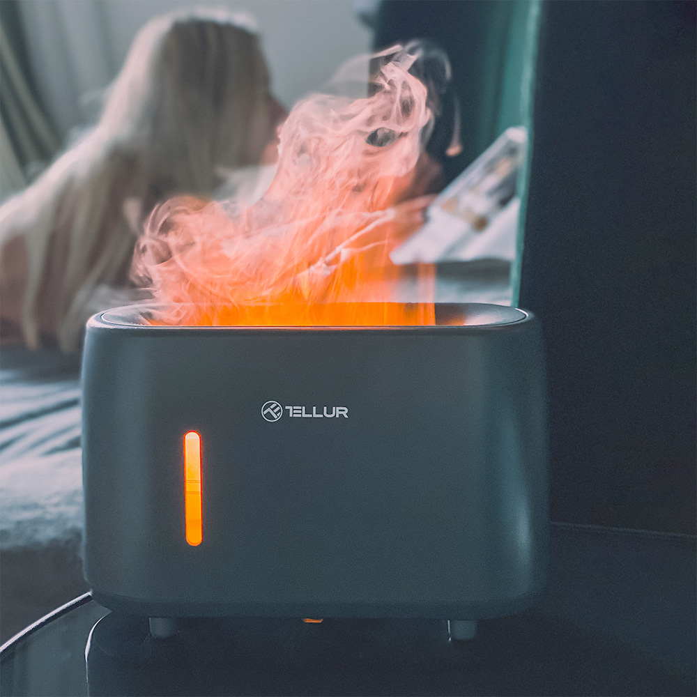 Tellur Flame aroma diffuser 240ml, 12 hours, remote control, grey - Image 6