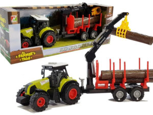 Tractor and forest trailer with wood