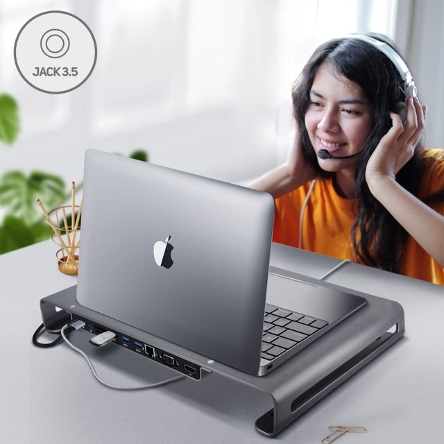 Swissten Multifunctional USB-C Laptop Docking Station / HDMI / USB 3.0 / 2x USB-C / RJ45 / SD / Micro SD / VGA / Audio - Image 2