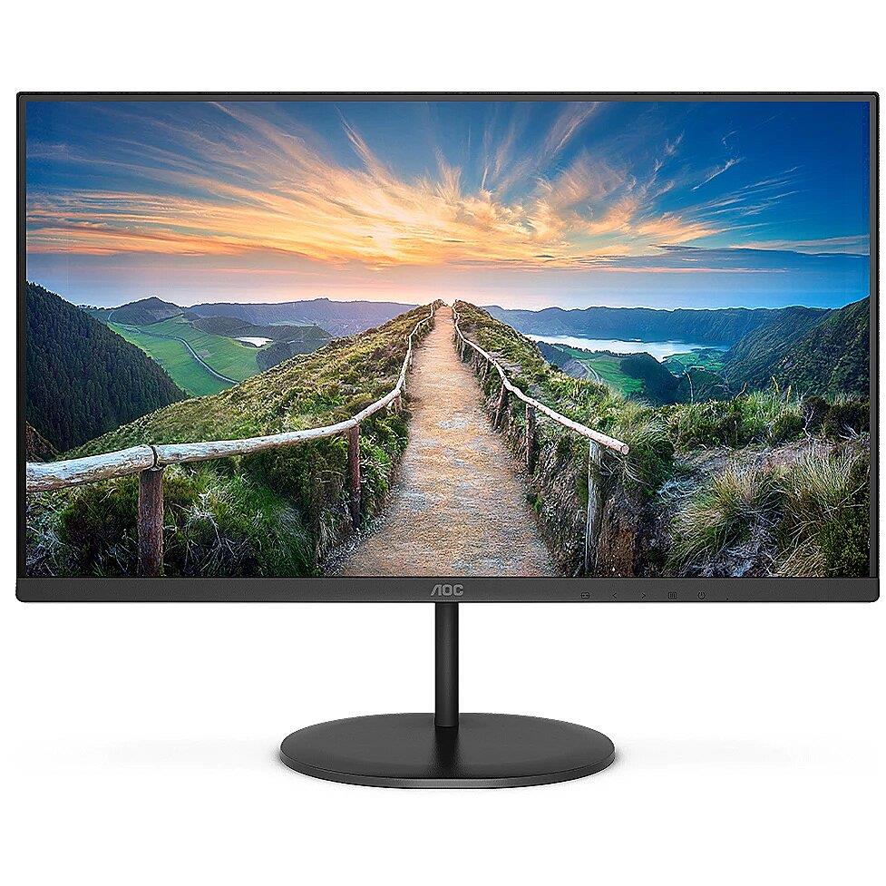 MONITOR AOC 23.8 inch, home | office, IPS, WQHD (2560 x 1440), Wide, 250 cd/mp, 4 ms, DisplayPort | HDMI, "Q24V4EA" (timbru verde 7 lei)