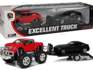 Set of Vehicles Red Monster Truck Black BMW Caravan 58 cm