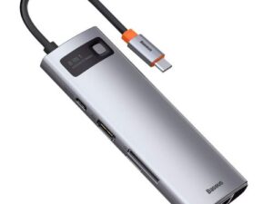 Baseus CAHUB-CV0G Metal Gleam Series 8in1 Hub / USB-C to 3x USB 3.0 / HDMI / USB-C PD / Ethernet RJ45 / microSD/SD