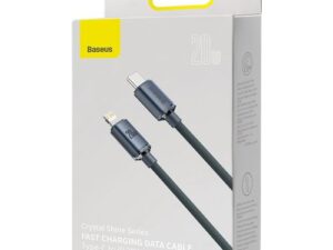CABLU alimentare si date Baseus Crystal Shine, Fast Charging Data Cable pt. smartphone, Type-C la Lightning Iphone 20W, 2m, braided, negru "CAJY000301" (timbru verde 0.18 lei) - 6932172602772