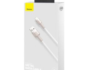CABLU alimentare si date Baseus Cafule Metal, Fast Charging Data Cable pt. smartphone, USB la Lightning Iphone 2.4A, braided, 1m, alb "CALJK-A02" (timbru verde 0.08 lei) - 6953156202252