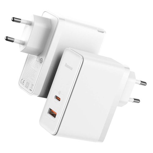 Baseus GaN5 Pro USB-C + USB wall charger, 100W + 1m cable (white) - Image 7
