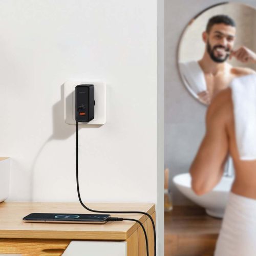 Baseus GaN5 Pro USB-C + USB wall charger, 100W + 1m cable (white) - Image 12