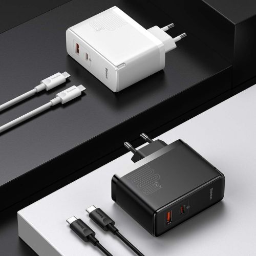 Baseus GaN5 Pro USB-C + USB wall charger, 100W + 1m cable (white) - Image 14