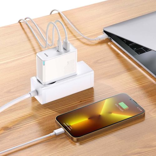Baseus GaN5 Pro USB-C + USB wall charger, 100W + 1m cable (white) - Image 21