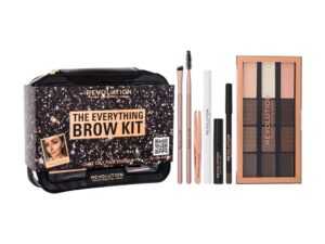 The Everything Brow Kit Set Makeup Revolution: Makeup Revolution, Setting, Eyebrow Brush + Textile Makeup Bag + Makeup Revolution, Eyebrow Brush + Eyebrow Tweezer + Makeup Revolution, Eyebrow Gel + Makeup Revolution, Eyebrow Palette