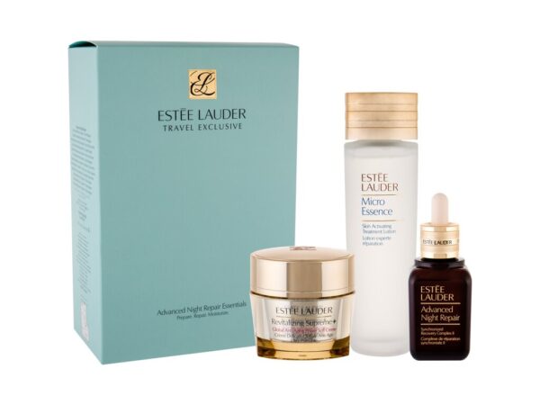 Advanced Night Repair Essentials Set Estee Lauder: Advanced Night Repair - Synchronized Recovery Complex II, Anti-Aging, Night, Serum, For Face, 50 ml + Micro Essence, Bio-Ferment, Fortify/Soothe & Nourish, Morning & Evening, Local Treatment Lotion, For Normal To Dry, For Face, 150 ml + Revitalizing Supreme+ Global Anti-Aging Power, Moringa Extract, Multi-Action, Morning & Night, Cream, For Face, 75 ml