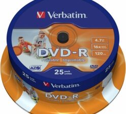 DVD-R VERBATIM  4.7GB, 120min, viteza 16x, 25 buc, Single Layer, spindle, printabil, "Wide Inkjet Printable" "43538"