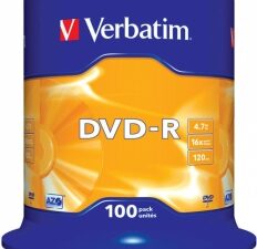 DVD-R VERBATIM  4.7GB, 120min, viteza 16x, 100 buc, Single Layer, spindle, "Matt Silver" "43549"
