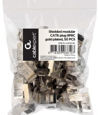 MUFA RJ-45 GEMBIRD pt. cablu FTP, SFTP, Cat6, RJ-45 (T), ecranat, plastic cu metal, 50 buc, "PLUG6SP/50"