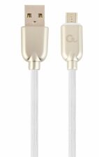 CABLU alimentare si date GEMBIRD, pt. smartphone, USB 2.0 (T) la Micro-USB 2.0 (T), 1m, premium, cablu din cauciuc, alb, conectori argintii, "CC-USB2R-AMmBM-1M-W" (timbru verde 0.08 lei)