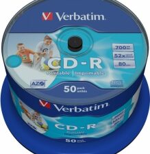 CD-R VERBATIM  700MB, 80min, viteza 52x,  50 buc, spindle, printabil, "AZO Wide Inkjet Printable" "43438"