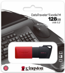 Kingston USB-Stick DataTraveler Exodia M - USB 3.2 Gen 1 (3.1 Gen 1) - 128 GB - Black/Red