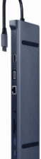 Dokstacija Gembird USB Type-C 10-in-1 Space Grey