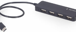 HUB extern GEMBIRD, porturi USB: USB 2.0 x 4, conectare prin USB Type-C, cablu 0.30 m, negru, "UHB-CM-U2P4-01"  (timbru verde 0.8 lei) - 8716309124720