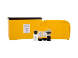 Gift Set Acqua di Parma: Barbiere, Face Shaving Brush + Barbiere, Hydrating, After-Sun Balm, 40 ml + Barbiere, Shaving Cream, 40 ml + Colonia, Eau De Cologne, 20 ml + Acqua di Parma, Toiletry, GWP Textile Pouch, Yellow