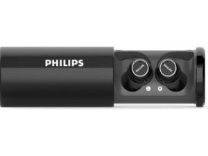 Philips Action Fit True Wireless in-ear headphones, IPX5 waterproof, Portable charging case, UV cleaning. Place earpieces in chargin