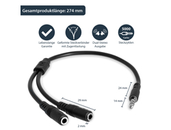 SLIM STEREO SPLIT CABLE - 3.5M