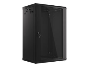 Szafa instalacyjna wisząca 19'' 18U 600X450mm czarna (drzwi      szklane)