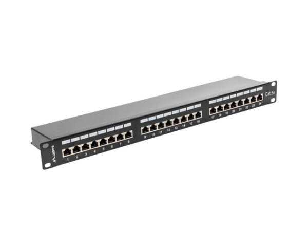 Patch Panel 24 Port 1U Kat.5E czarny ekranowany - Image 5