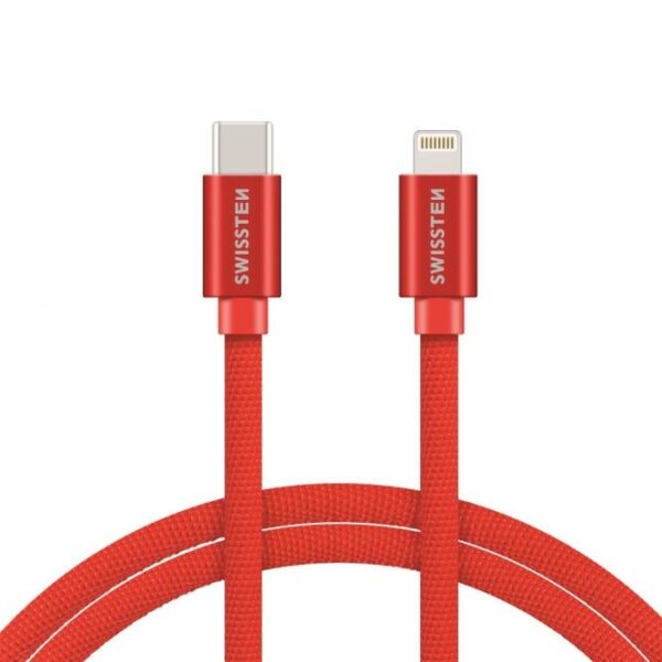 Swissten Textile USB-C To Lightning Data and Charging Cable Fast Charge / 3A / 1.2m - Image 3