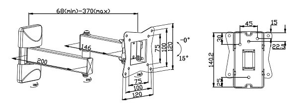 Nedis TVWM31BK TV wall mount full motion LED / LCD / PLASMA TV 10 - 32"- 30kg - Image 7