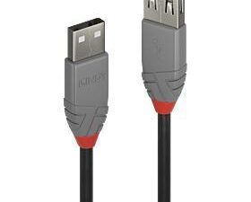 Cablu Lindy 1m USB 2.0 Type A Ext, Anthr
