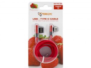 Sbox USB->Type-C 90 m/m 1.5m Type-C-90R Strawberry Red