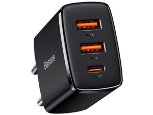 BASEUS Ładowarka sieciowa Baseus Compact Quick Charger, 2xUSB, USB-C, PD, 3A, 30W (CCXJ-E01) Czarna